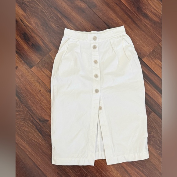 Vintage White Jean denim midi Skirt -100% cotton - size S- excellent condition - Picture 2 of 10